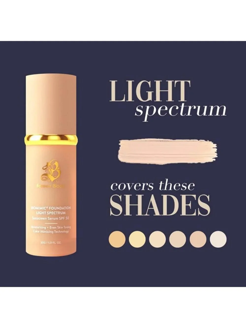 Lightweight Bio Mimic Foundation SPF 50 - Hydrating, Concealing, Anti-Aging for